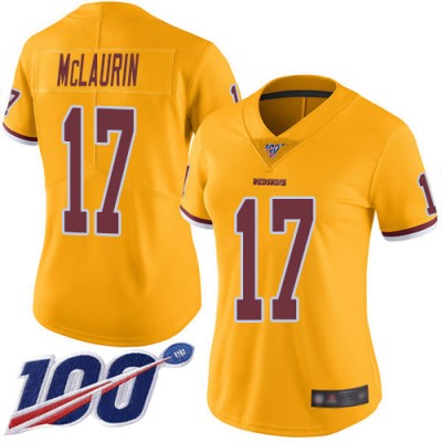 Nike Washington Commanders #17 Terry McLaurin Gold Women's Stitched NFL Limited Rush 100th Season Jersey